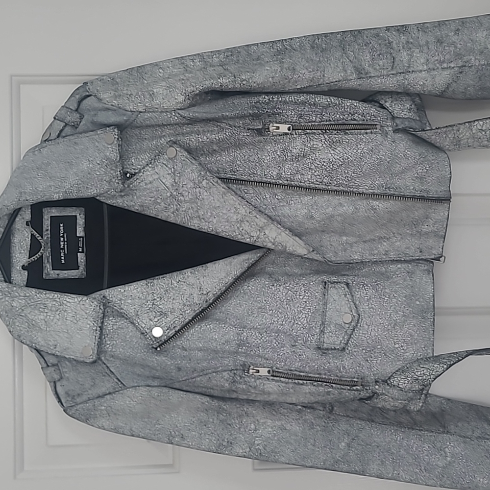 Leather fitted moto jacket